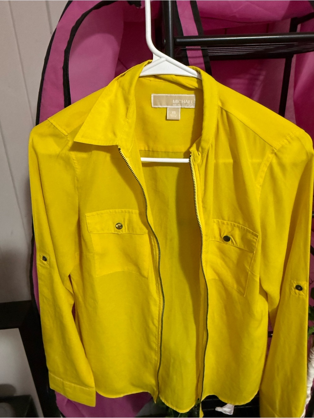 MICHAEL Michael Kors Yellow Zip-Front Shirt Jacket